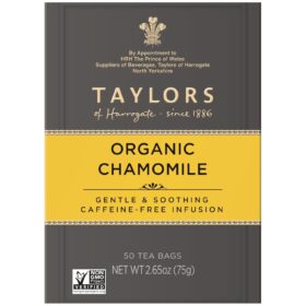 Taylors of Harrogate Organic Chamomile Tea - 50 Caffeine-Free Pillow Teabags for Soothing, Relaxation, and Sleep Support