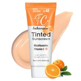 NICEFACE Bronze Tinted Sunscreen SPF 40 - Vitamin C & E Hydrating UV Defense - Lightweight Anti-Aging Moisturizer with Niacinamide - 40ml