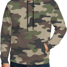 Unisex Camouflage Graphic Hoodie - Y2K Style Outdoor Pullover with Kangaroo Pocket