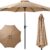 OLIXIS 9ft Solar LED Patio Umbrella with Tilt and Crank - Khaki Outdoor Market Umbrella with 8 Ribs & Waterproof Canopy for Deck, Poolside, and Backyard