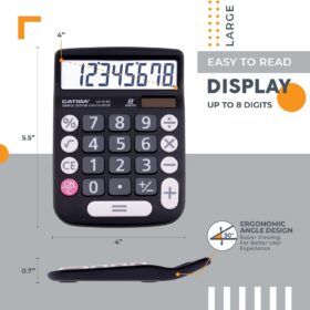 CATIGA CD-8185 Desktop Calculator - Solar & Battery Powered, 8-Digit LCD Display with Large Buttons for Office, Home & School