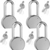 4-Pack 65mm Heavy Duty Matte Chrome Padlocks - Keyed Alike Solid Steel Security Locks for Gates, Storage, Fences & Toolboxes