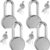 4-Pack 65mm Heavy Duty Matte Chrome Padlocks - Keyed Alike Solid Steel Security Locks for Gates, Storage, Fences & Toolboxes