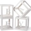Voircoloria 4Pcs Clear Balloon Boxes with BABY Letters – DIY Transparent Balloon Box Kit for Gender Reveal, Baby Shower, Wedding & Birthday Party Decorations
