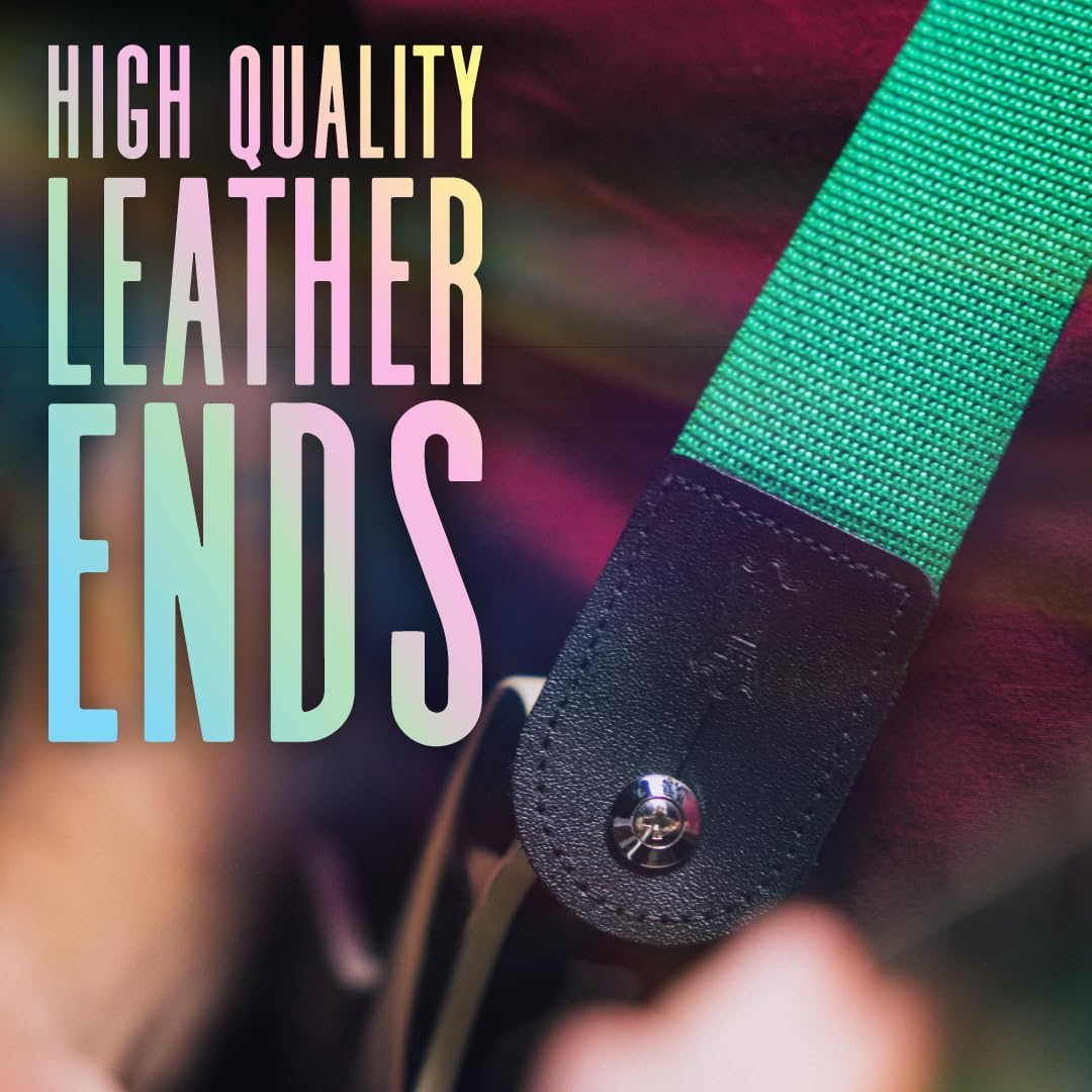 Levy's Leathers M8POLY-BLK 2-Inch Polypropylene Guitar Strap with Genuine Leather Ends & Tri-Glide Adjustment (Black)