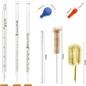 Professional Borosilicate Lab Glassware Set - 23-Piece Kit with Beakers, Graduated Cylinders, Stirring Rods, Pipettes & Brushes