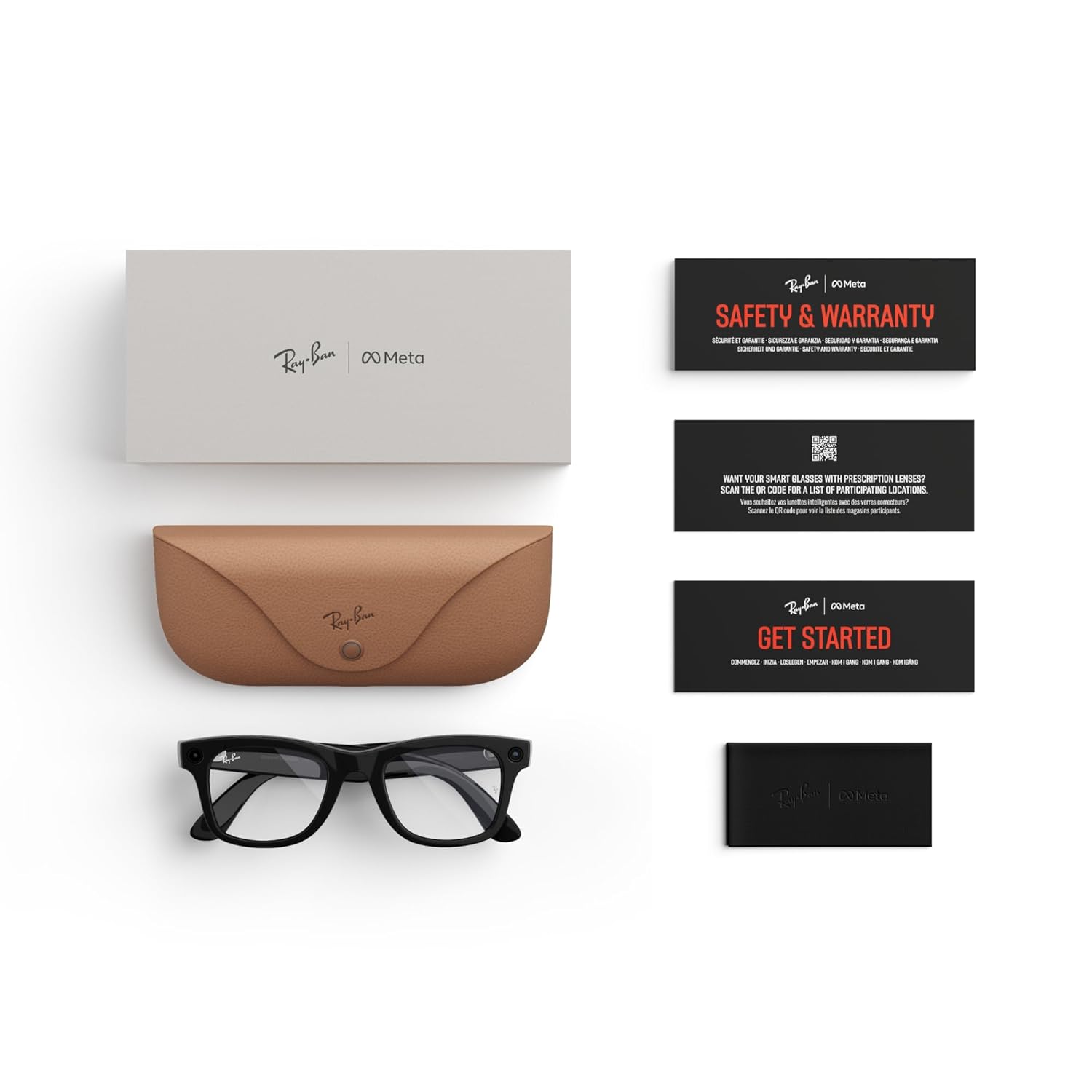 Ray-Ban Meta Smart Glasses (Gen 1) - Shiny Black Wayfarer with 12 MP Camera, Open-Ear Audio & Meta AI - Wearable Technology for Men & Women