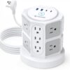 TROND 18-in-1 Tower Surge Protector: 14 Widely Spaced AC Outlets & 4 USB Ports (2 USB-C), 2100J Protection, 6ft Flat Plug Cord