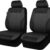 CAR PASS Universal Front Car Seat Covers - Premium Breathable Embossed Cloth, Airbag Compatible, Charcoal on Black for Truck, SUV & Sedan