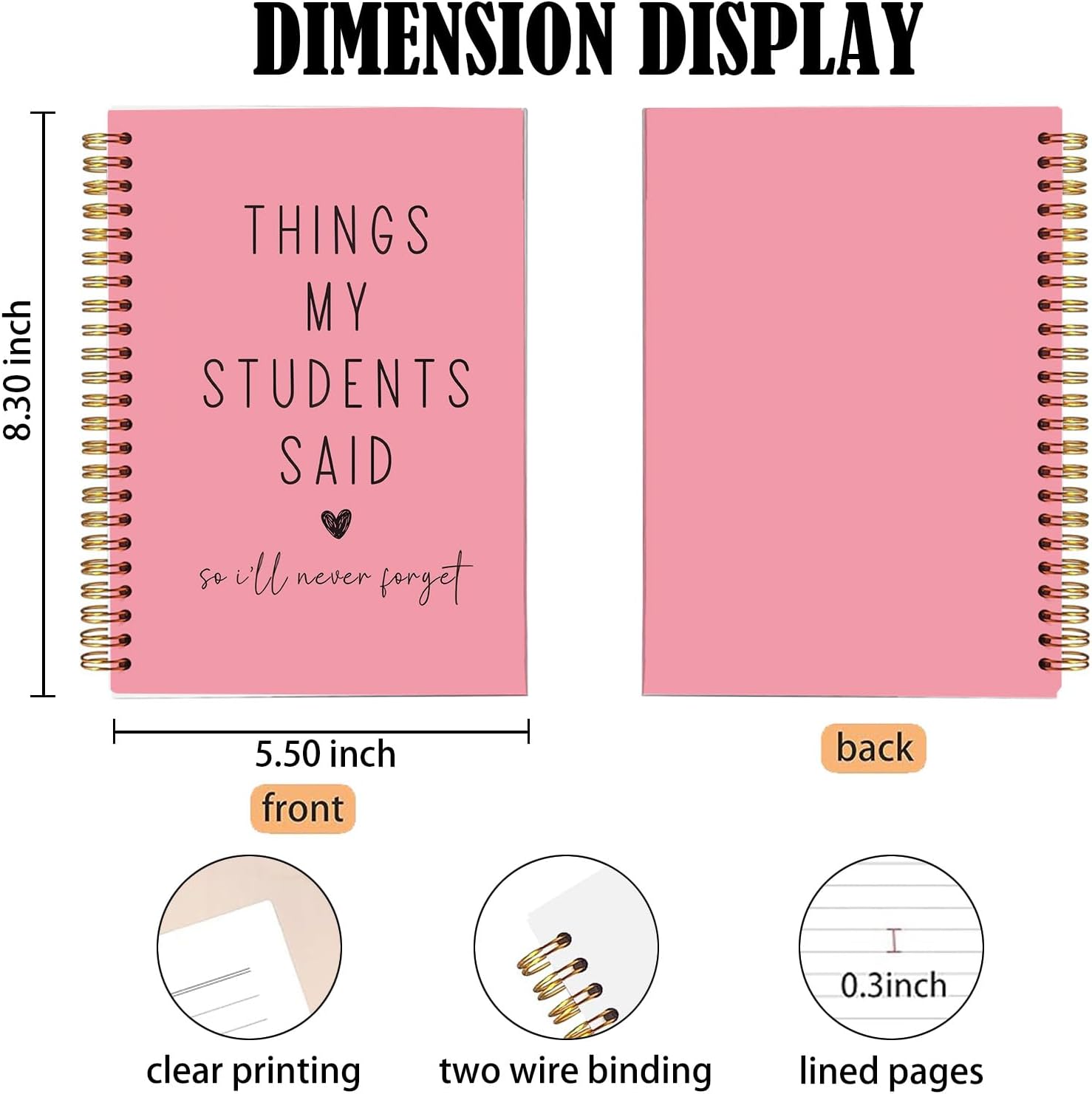 bitCNY Hot Pink Spiral Notebook – Stylish Teacher Appreciation Gift & Premium Keepsake Journal (5.5 x 8.5 Inches)