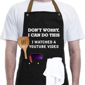 REHAVE Funny BBQ Apron for Men & Women – Unique Chef & Cooking Gift for Dad, Husband, or Grandpa – Waterproof Grill Bib with Pockets for Birthday, Father’s Day, or Christmas