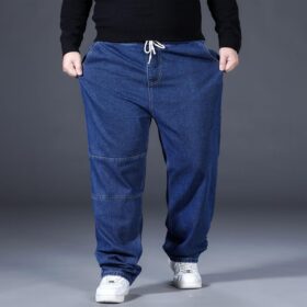Men's Big and Tall Baggy Jeans – Plus Size High Waist Denim Joggers with Elastic Waistband (2XL-6XL)