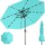 10FT Solar LED Patio Umbrella with 32 Lights – Crank Tilt Market Umbrella for Pool, Deck, and Garden (Aqua Blue)