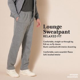 Amazon Essentials Men's Fleece Open Bottom Sweatpant - Relaxed Fit with Adjustable Drawstring (Available in Big & Tall)