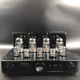 R8 Tube Integrated Amplifier - Class AB KT88/EL34 Headphone Amp with Triode/Ultra-Linear Switch, Remote Control, and Silver-Plated Wiring (Black)