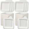 Remerry 300-Pack Small Square Bagasse Plates – 4x5 Inch Eco-Friendly Heavy-Duty Disposable Dessert & Snack Plates for Parties, Weddings, and Pet Feeding