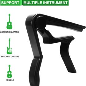 Professional Guitar Capo for Acoustic & Electric Guitars – High-Performance Trigger Capo with Scratch-Resistant Silicone Pad – Fits 6-String, Banjo, Ukulele & Mandolin (Black)