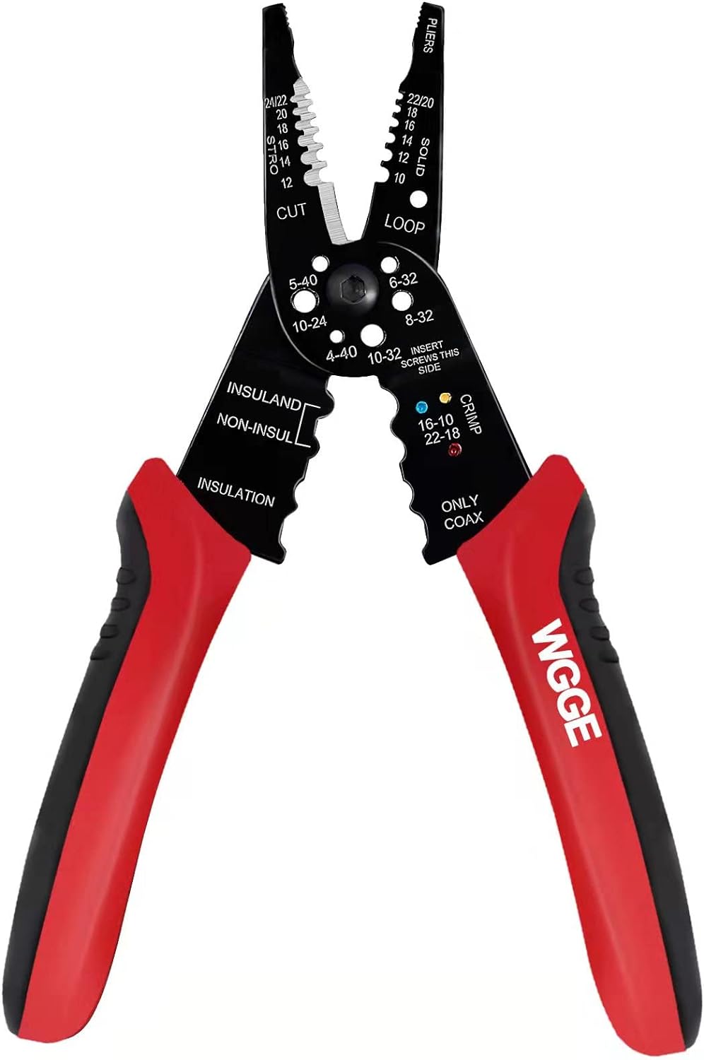 WGGE WG-015 Professional 8-Inch Self-Adjusting Wire Stripper, Crimping Tool, and Cable Cutter - High Carbon Alloy Steel with Ergonomic Non-Slip Grip