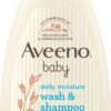 Aveeno Baby Daily Moisture Gentle Body Wash & Shampoo with Natural Oat Extract – 2-in-1 Tear-Free Formula for Sensitive Skin & Hair, 18 fl oz