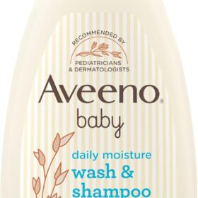 Aveeno Baby Daily Moisture Gentle Body Wash & Shampoo with Natural Oat Extract – 2-in-1 Tear-Free Formula for Sensitive Skin & Hair, 18 fl oz
