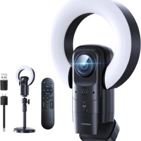Combess 4K Webcam with Integrated Lighting & Auto-Focus – USB Plug & Play PC Desktop Camera with Microphone for Zoom, Skype, and Streaming