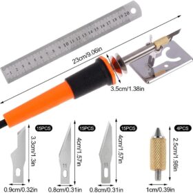 Professional 67-Piece Electric Hot Knife Cutter Kit – Multipurpose Stencil Tool with 60 Blades and Heat-Resistant Metal Stand (110V)