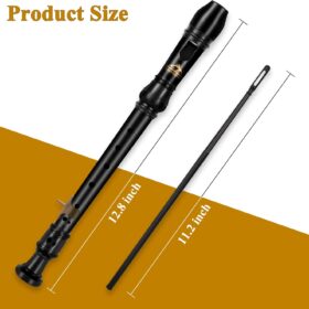 Eastrock Soprano Recorder – German Style C Key 3-Piece ABS Instrument with Cleaning Rod, Fingering Chart, Carrying Bag, and Thumb Rest – Ideal for Students, Classroom, and Band (Black)
