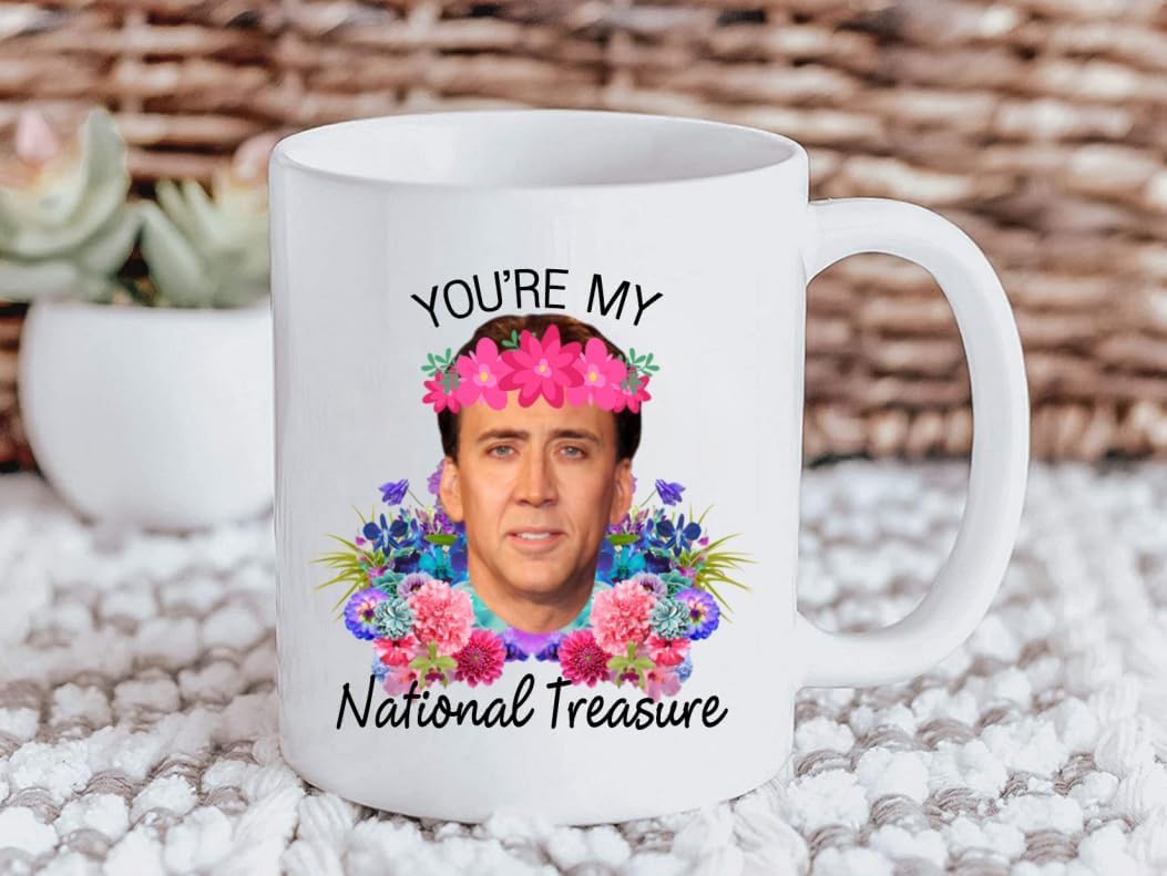 11oz 'You're My National Treasure' Coffee Mug – Unique Novelty Gift Cup for Coffee & Tea Lovers – Funny White Ceramic Coffee Cup with Comfort Grip Handle