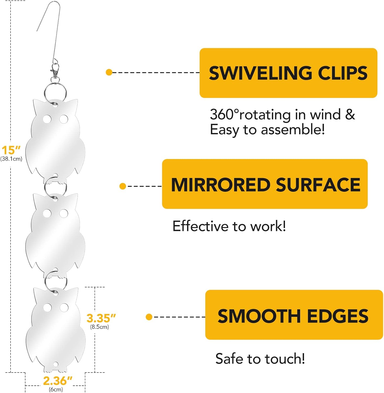 XPCARE 48-Piece Dual-Sided Reflective Bird Scare Discs – Humane Garden Deterrent for Woodpeckers, Pigeons & Ducks – Includes Hooks & Swivels for Hanging