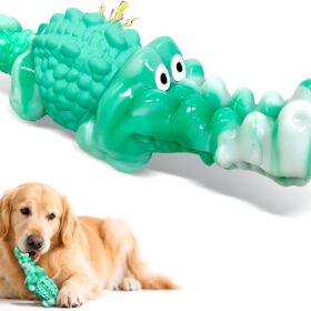 BellaWagg Tough Squeaky Alligator Dog Toy – Durable Nylon & Rubber Chew Toy for Aggressive Chewers – Teeth Cleaning, Stress Relief & Interactive Play for Medium to Large Breeds