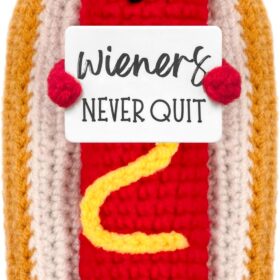 Emotional Support Crochet Hot Dog - Funny Positive Gag Gift for Women, Best Friends, Teachers & Coworkers - Uplifting Birthday Cheer Up Present with Positivity Card (Falls Edition)
