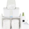 Ubbi White Tabletop Diaper Caddy –粮食 Storage Organizer for Newborn Essentials – Convenient Wipes Tray & Compartment for Creams – Portable Nursery Basket