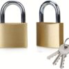 ABRAFOX Solid Brass Keyed Alike Padlock - 2 Pack, 40mm (1-9/16 in) Heavy Duty Shackle for Storage, Gates & Luggage