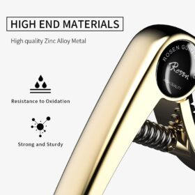 Rosen 3-in-1 Premium Zinc Alloy Guitar Capo with Picks & Bridge Pin Puller – for Acoustic, Electric, Ukulele & Banjo