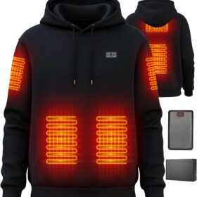 Unisex Heated Hoodie with 6-Zone Carbon Fiber Heating & 20000mAh Battery - Fleece Lined Electric Sweatshirt for Winter