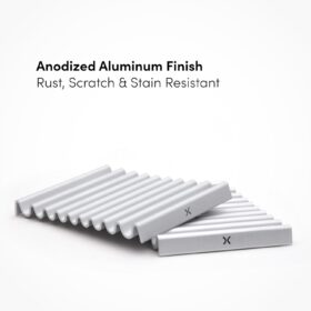 Premium Anodized Aluminum Soap Dish Set (2 Pack) – Rustproof, Self-Draining Shower Soap Holder with Non-Slip Silicone Base – Modern Minimalist Bathroom & Kitchen Organizer Tray