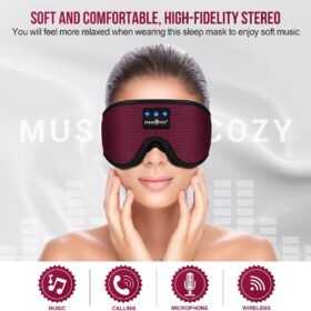MUSICOZY Sleep Headphones Bluetooth 5.4 Headband & Eye Mask for Side Sleepers - Washable Wireless Music Headband with HD Speakers, Cool Gadgets Unique Gifts for Women Men