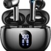 Wireless Earbuds Bluetooth 5.3, Hi-Fi Stereo Sound with 48H Playtime, IPX7 Waterproof Sports In-Ear Headphones with LED Display, Touch Control & Mic for iPhone, Android (Black)