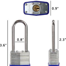 SEPOX Heavy Duty Padlocks (2 Pack) - Keyed Alike with Extra Long Shackle, High Security Laminated Steel Body for Warehouses, Gates, Sheds, and Gyms