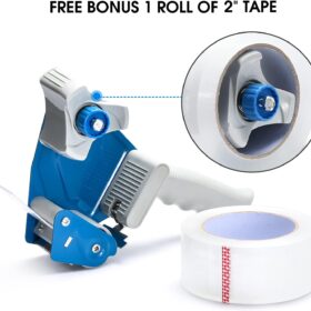Pacific Mailer Heavy-Duty 2-Inch Tape Gun Dispenser with Ergonomic Grip & Adjustable Tension Brake – Professional Blue Packing Tool for Warehouse, Moving, and Office