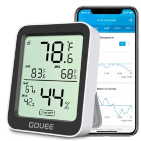 Govee Smart Bluetooth Hygrometer Indoor Thermometer (Model H5075) – 164ft Remote Monitoring, App Alerts, and Data Export for Home, Wine Cellar, and Greenhouse
