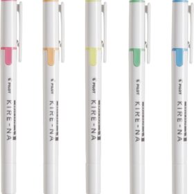 PILOT KIRE-NA Highlighter Set, 5-Count, Chisel & Fine Point Markers, Quick-Dry Pigment Ink, Ideal for Study & Office (SKIW-1-5C1)
