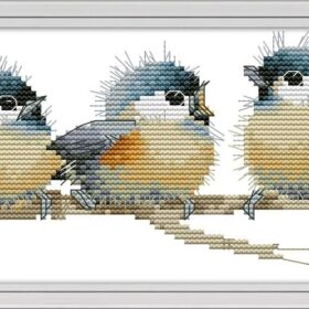 Awesocrafts Three Birds Cross Stitch Kit – DIY Embroidery Set with Pre-Printed Pattern, Thread, Needles & Instructions – Relaxing Home Decor Craft & Gift Idea