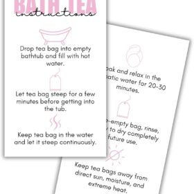 Bath Tea Bags Instruction Cards (50 Pack) – 2x3.5” Herbal Soak Care Insert Cards for DIY Bath Products, Gift Packaging, and Business Branding