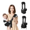 Ergonomic Baby Sling Carrier with Safety Harness – Lightweight Hip Seat for Toddlers 25-60lbs (Black)