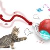 Giociv Smart Interactive Cat Toy Ball with Chirping Sound, Motion Activated Rolling Ball for Indoor Cats & Kittens - 3 Modes for Carpet & Hard Floors (Red)