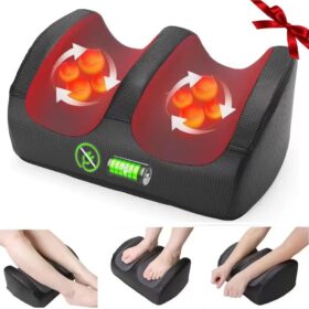 Cordless Shiatsu Foot & Calf Massager with Heat - Rechargeable Deep Tissue Electric Massage Machine for Plantar Fasciitis & Pain Relief