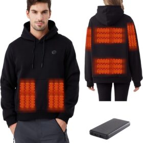 Men's & Women's Heated Hoodie with Battery Pack - Electric Pullover Sweatshirt with Portable Power Bank for Winter, Outdoor Sports, & Hunting