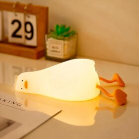 Squishy LED Duck Night Light - Rechargeable Silicone Bedside Lamp & Funny College Dorm Decor Gift
