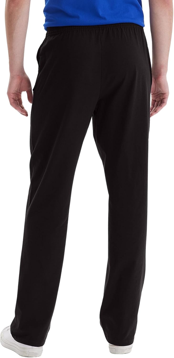 Hanes Men's Essentials Jersey Sweatpants – Open Bottom Cotton Lounge Pants with Pockets – 32” Inseam